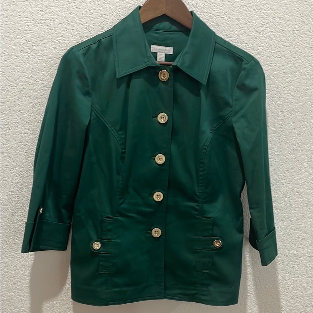 Charter Club Emerald Green Blazer with Tailored Silhouette and Classic Lapel